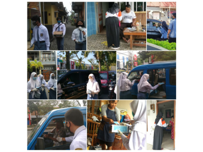 OSIS SMA PANJURA BAGI-BAGI 25.000 MASKER GRATIS AGAR PANDEMI SEGERA BERAKHIR.